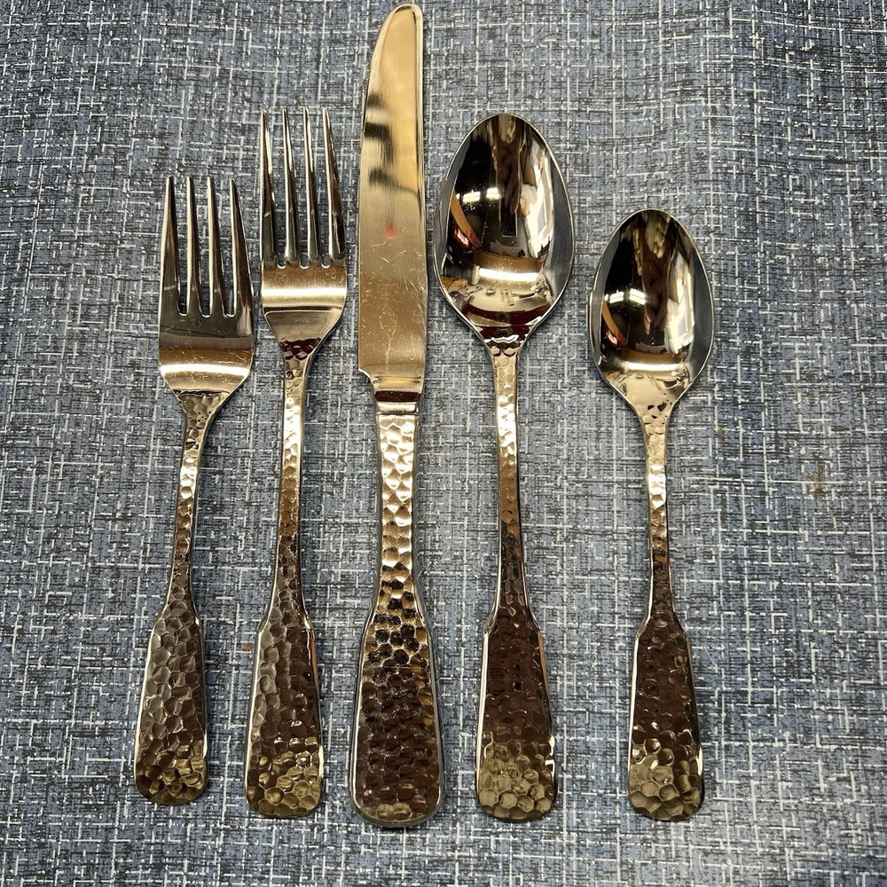 Tools of the Trade TOT25 Flatware Hammered 5 Piece Place Setting Stainless Japan